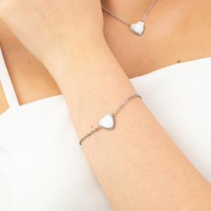 Ca/br19 pulsera de acero con centro de corazón pleno