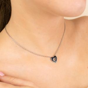 Ca/gr16 collar de acero rodiado con corazón central