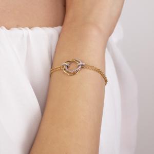 Pulsera bañada en oro amarillo con doble círculo central