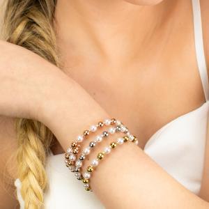 Pulsera con perlas de bronce y perlas de mallorca