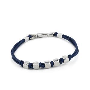 Pulsera de cuero azul con cinco cubos