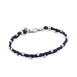 Pulsera de cuero azul con inserciones esféricas