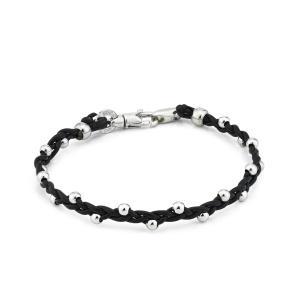 Pulsera de cuero negro con inserciones esféricas