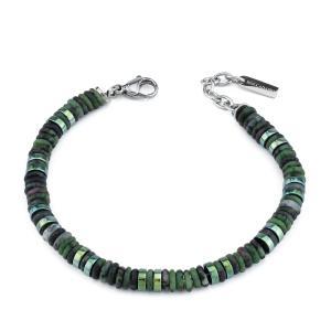 Pulsera para hombre con zoisita y hematita verde