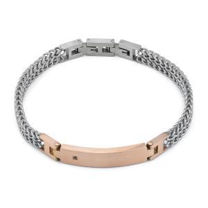 Pulsera para hombre con elemento central bañado en oro rosa