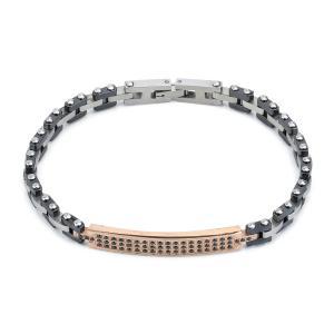 Pulsera modular para hombre en pvd negro y circonitas negras