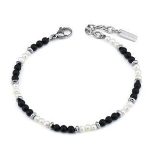 Pulsera para hombre con ónix y perlas