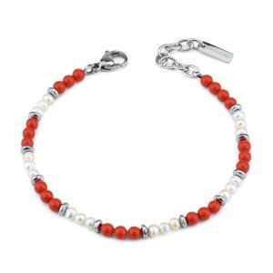 Pulsera para hombre con coral y perlas