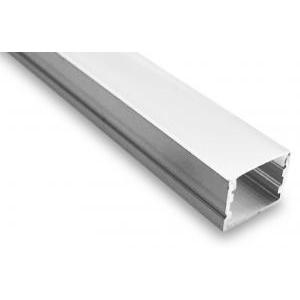 Profilo in alluminio superficie 2mt diffusore opale per strip led 230 barra/strip/25/s