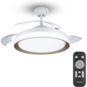 Lighting bliss dc lampada led da soffitto con ventilatore, dimmer a fasi, led integrato, 28+35w, telecomando incluso, oro
