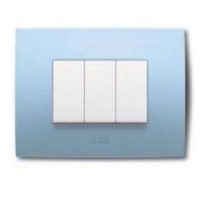 Placca 3 moduli azzurro pastello con finitura lucida 3 moduli 2csk0314ch
