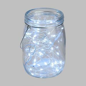 Giocoplast barattolo in vetro trasparente con 40 luci microled bianco freddo a batteria decorazioni luminose d. 11 x 15,5 h cm