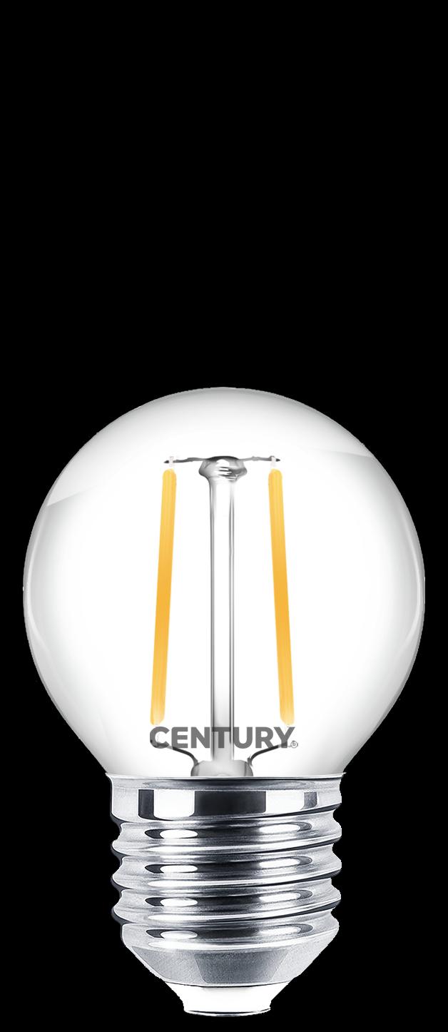 century century lampada filamento led incanto chiara sfera - 2w - e27 - 2700k classe e