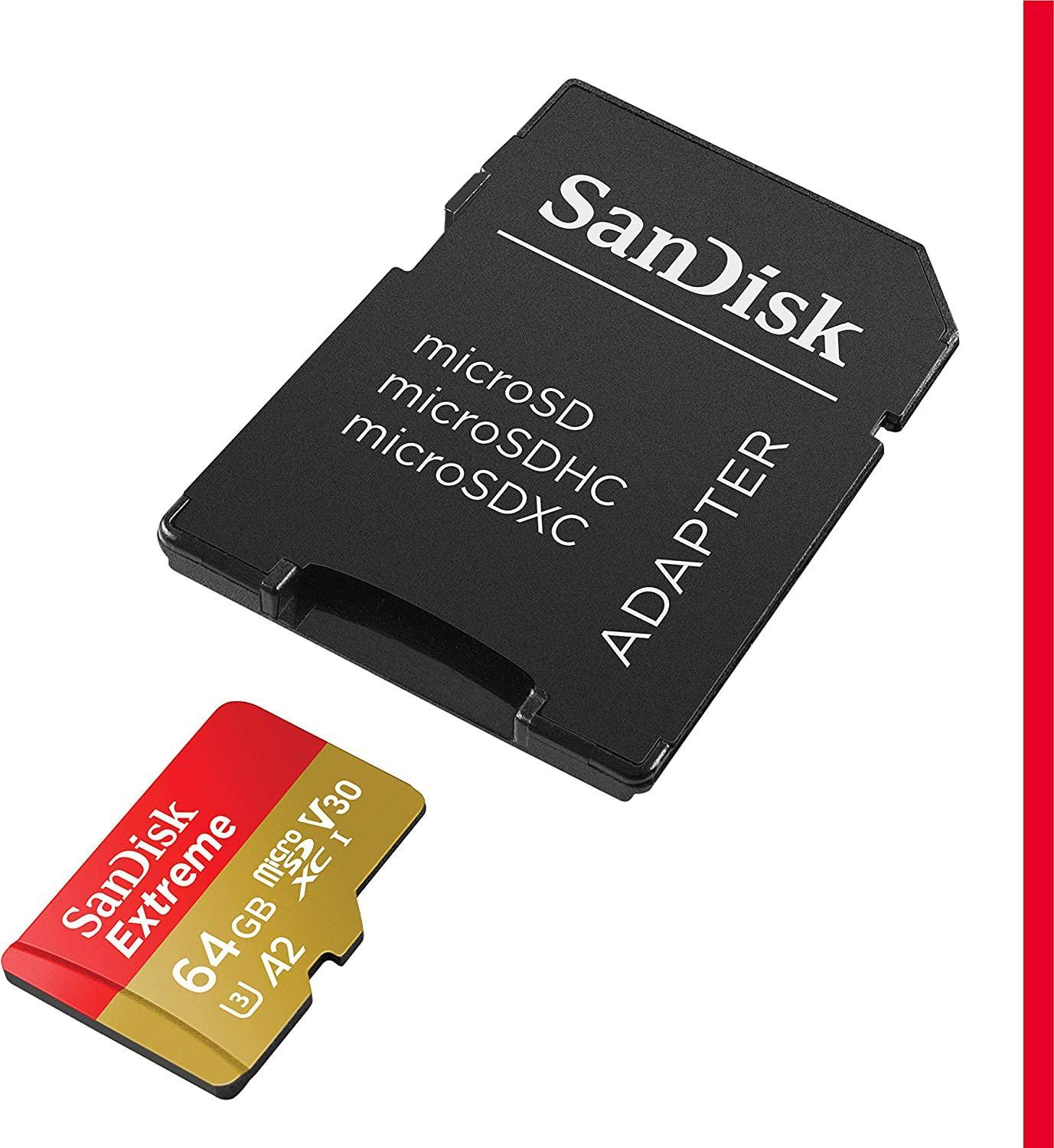 sandisk sandisk extreme 64 gb scheda di memoria microsdxc microsd 64gb extreme sdsqxah064ggn6aa