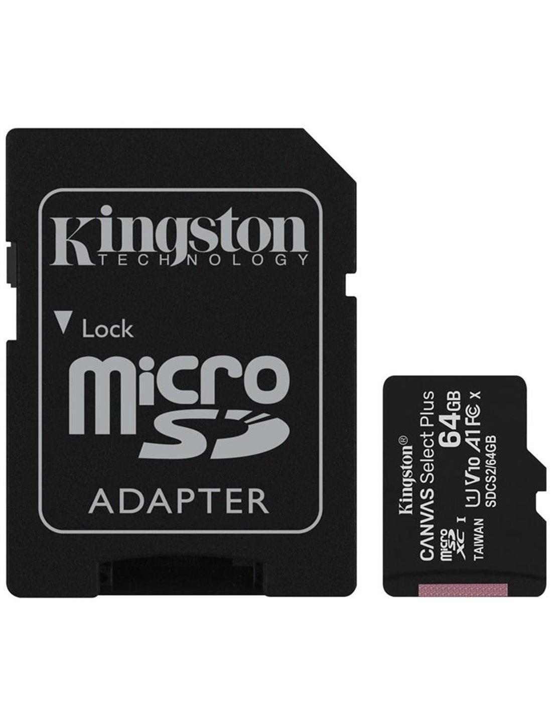 kingston kingston microsd 64gb canvas select plus con adapter canvas select plus ultra uhs-i classe 10 con adattatore sdcs2 64gb