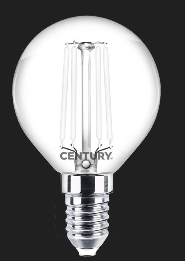 century century lampada filamento led bianco incanto sfera chiara 4.50w - e14 - inh1gw-451427