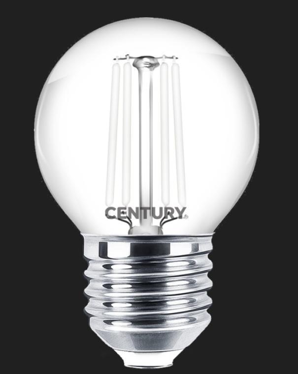century century lampada filamento led bianco incanto sfera chiara 4.50w - e27 -2700 inh1gw-452727