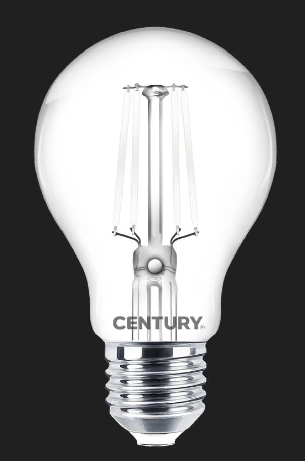 century century lampada filamento  led bianco incanto goccia chiara a60 9w - e27 ing3w-092727