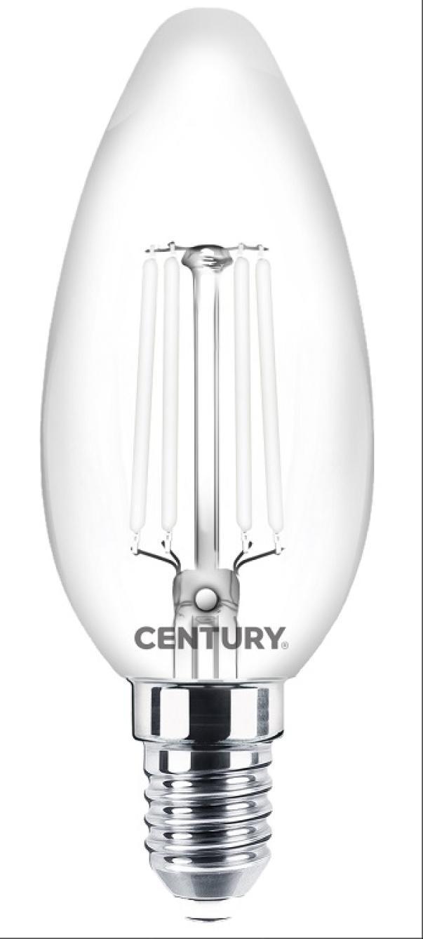 century century lampada lampada oliva a filamento led bianco incanto white  oliva 4.50w - e14 inm1w-451440