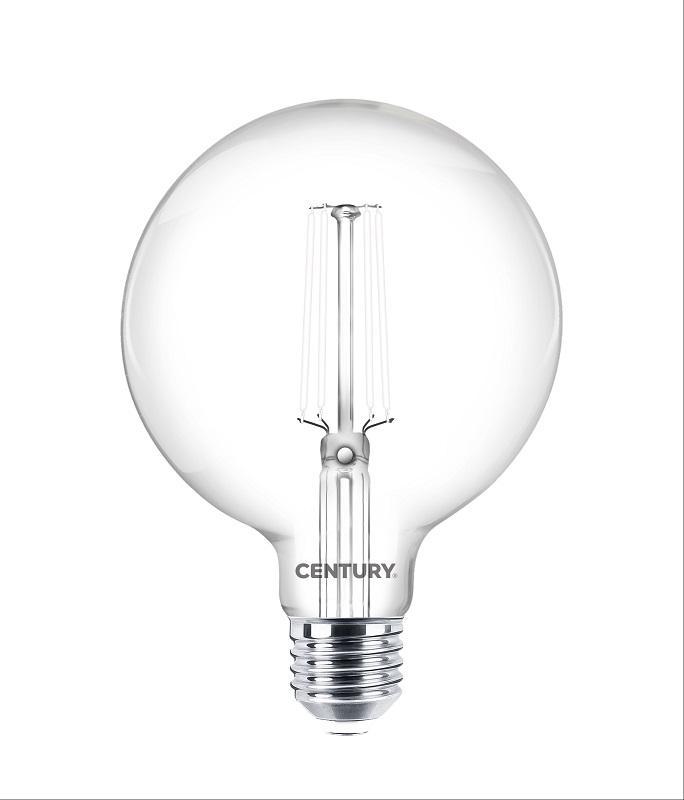 century century lampada a filamento led bianco incanto globo chiara g95 9w - e27 ing95w-092727