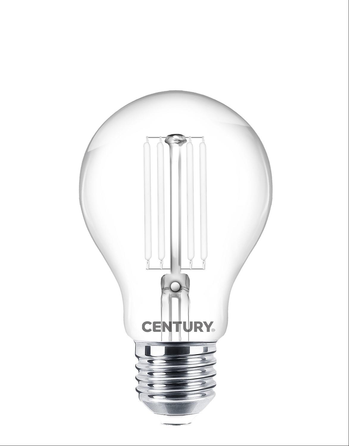 century century lampada filamento led incanto white goccia chiara a60 7,5w e27
