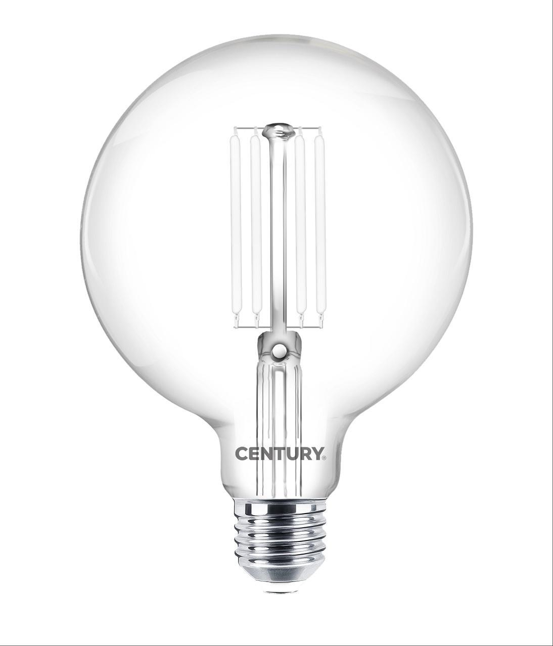 century century lampada a fil.amento led incanto white globo chiara g125 13w e27 2
