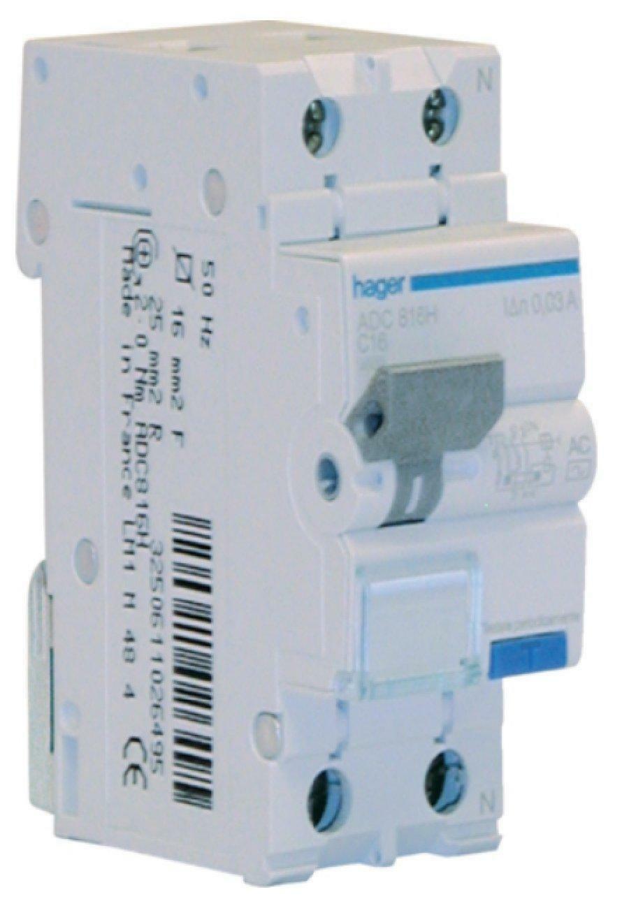 hager hager differenziale magnetotermico differenziale modulare 1pn 30ma ac 20a 6ka c 2 modulare adc920h