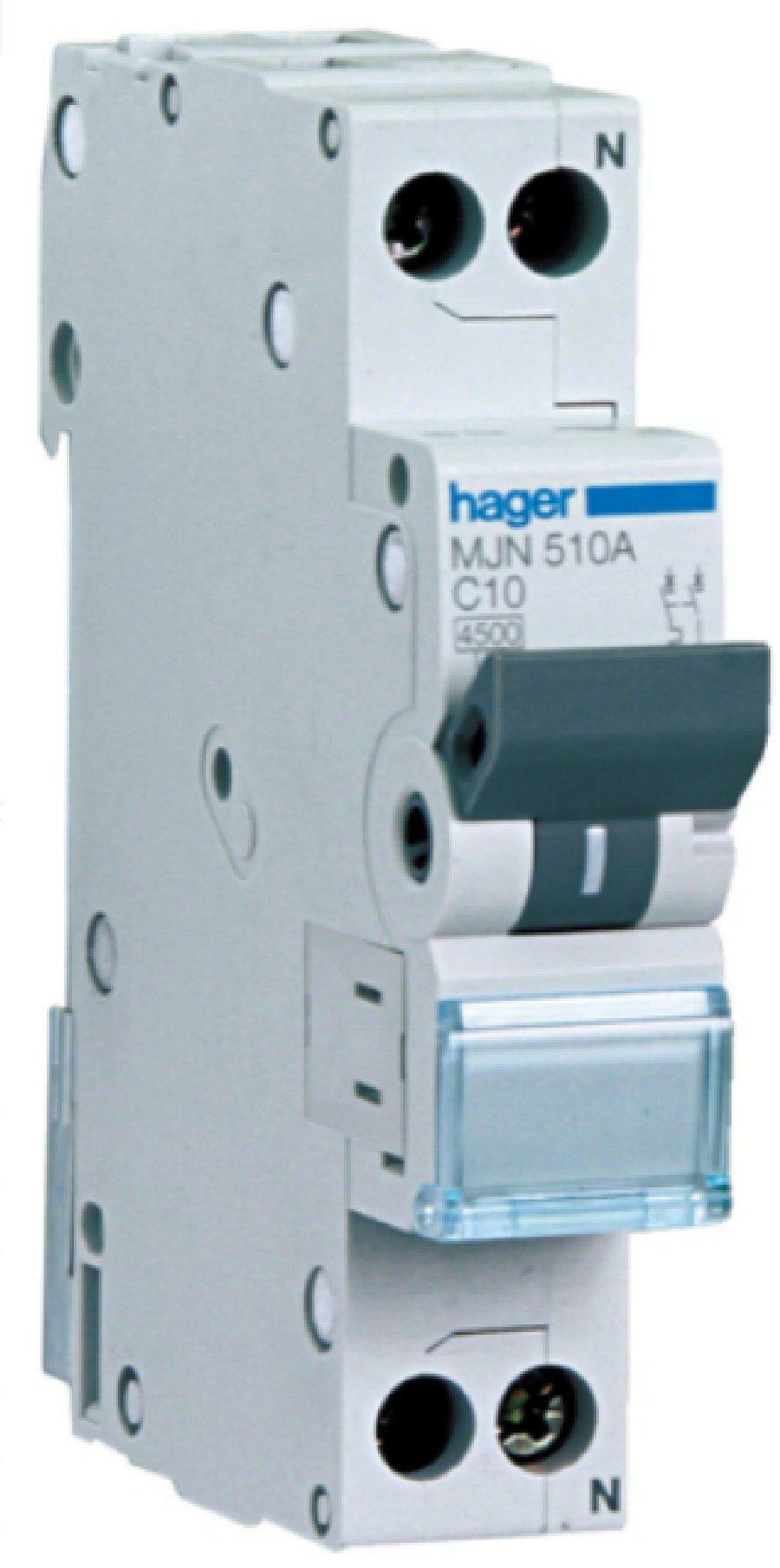 hager hager interruttore automatico modulare per comando e protezione 1p+n 16a 4.5ka c 1m mjn516a