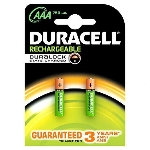 duracell duracell confezione da 2 batterie mini stilo 1,2v 750 mah ricaricabile plus hr03/valueaaa