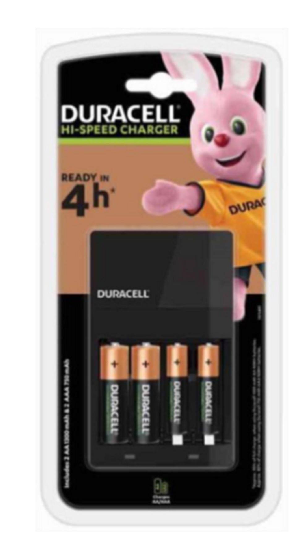 duracell duracell caricabatterie  4 ore 2 aa + 2 aaa  cef14