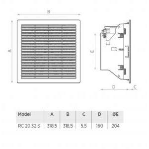 Ventilatori completi di griglia e filtro rc 20.32 s ip54 220-240v grigio ral
