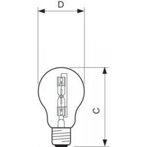 Lampada alogena ad alta tensione senza riflettore ecoclassic30 70w e27 230v a60 cl 1c halogen classic goccia ec70cl