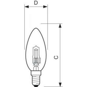 Lampada lampadine alogena ad alta tensione senza riflettore ecoclassic 42w e14 230v b35 cl 1ct/ halogen classic oliva ecoli42cl
