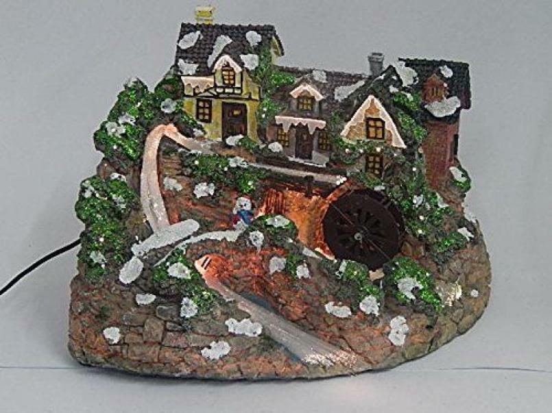 giocoplast giocoplast decorazione natalizie villaggio con mulino in movimento cm.21x20