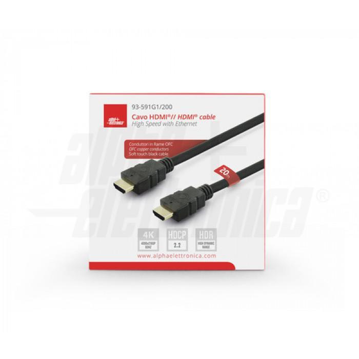 alpha elettronica cavo hdmi spina/spina 20mt high speed ethernet 93-591g1/200