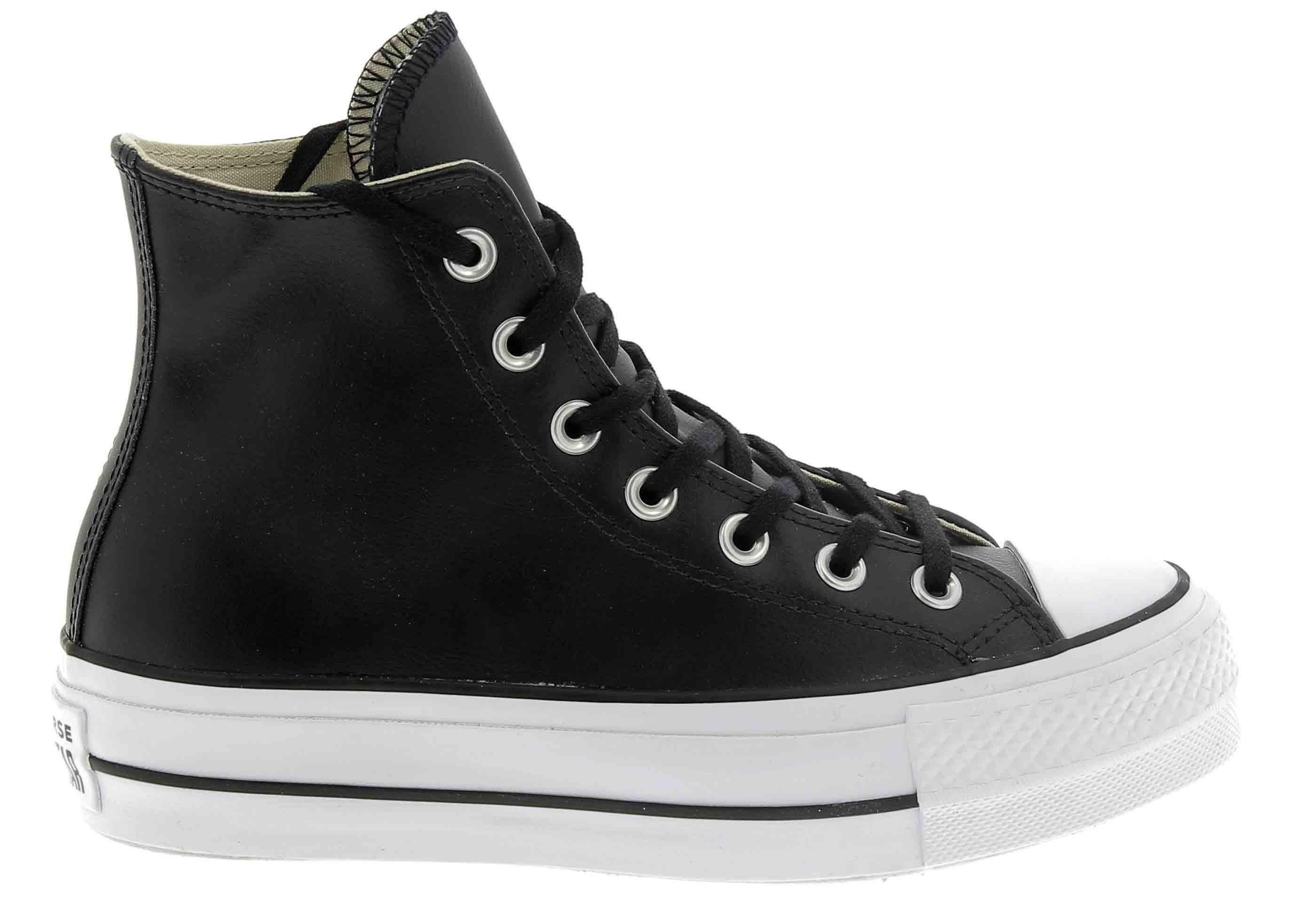 converse nere platform pelle