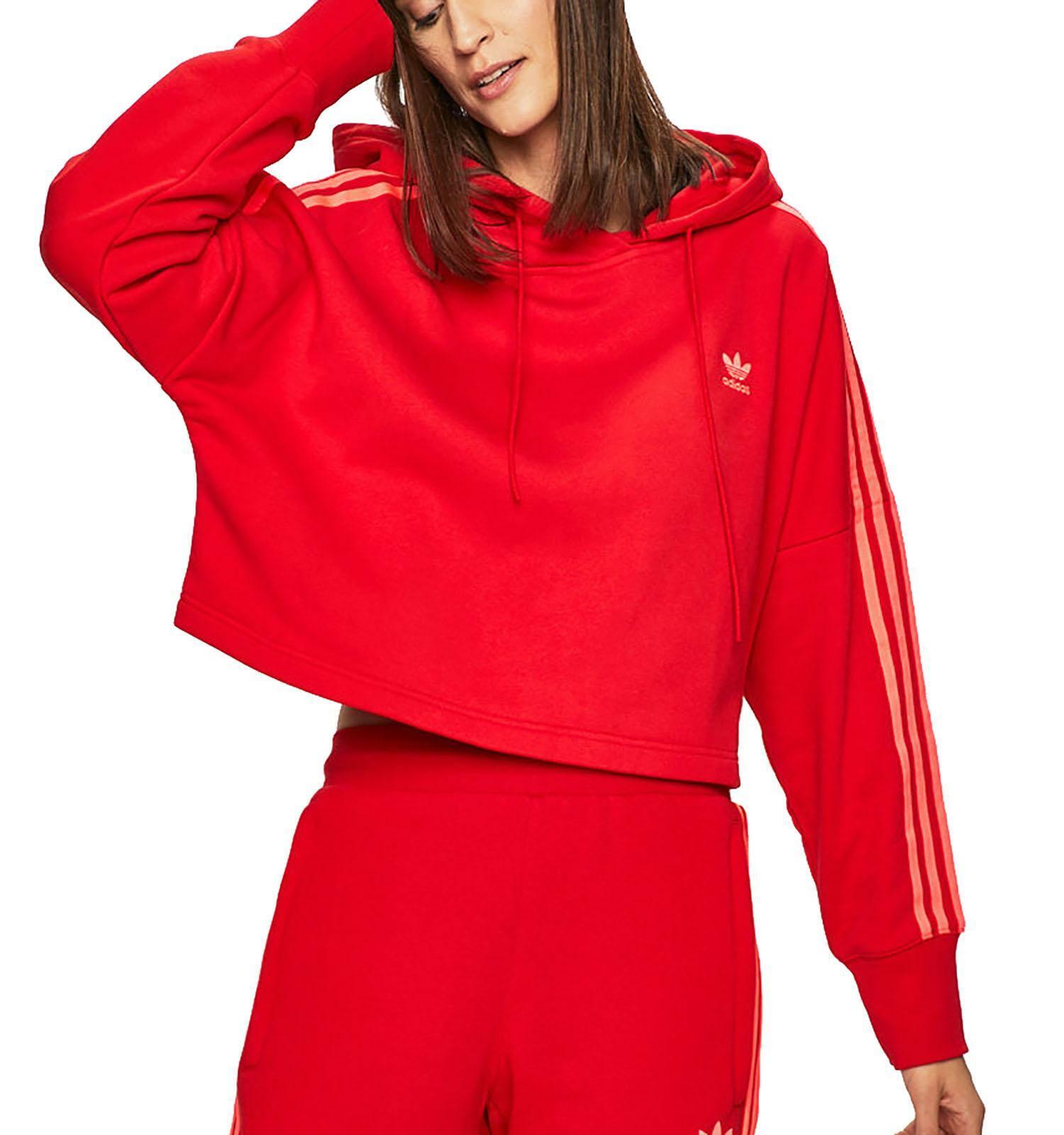 adidas cropped hoodie red