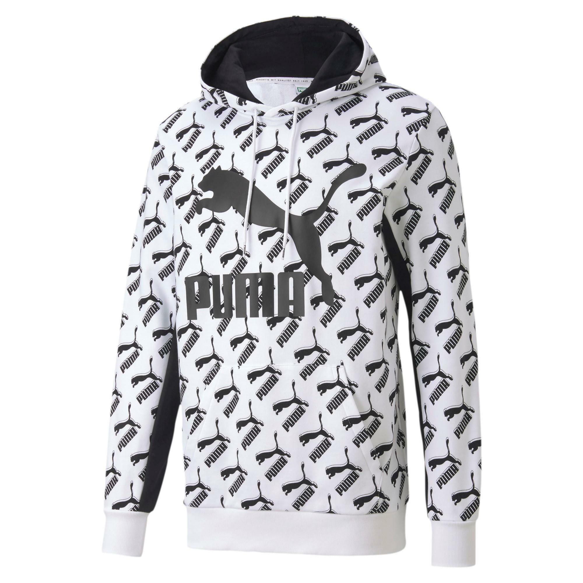 Puma aop logo hoodie felpa con cappuccio uomo bianca 59661902