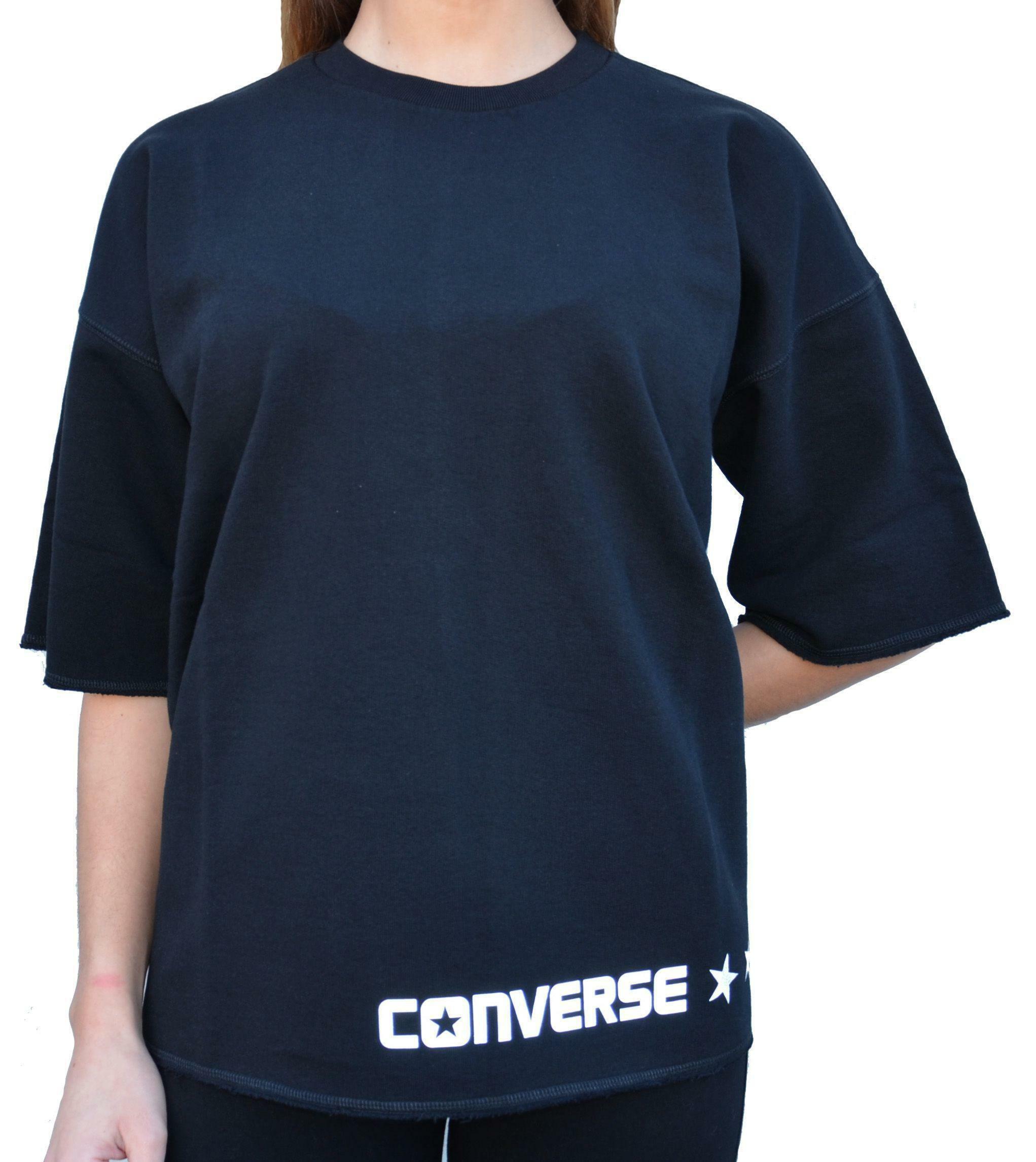 converse converse crew ctlogo t-shirt donna cotone garzato nera