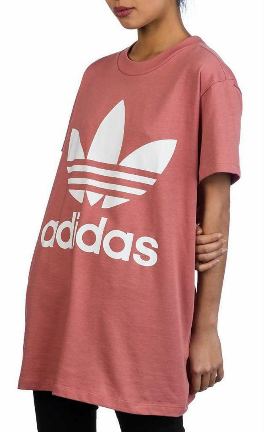 adidas adidas big trefoil tee t-shirt lunga donna rosa ce2439