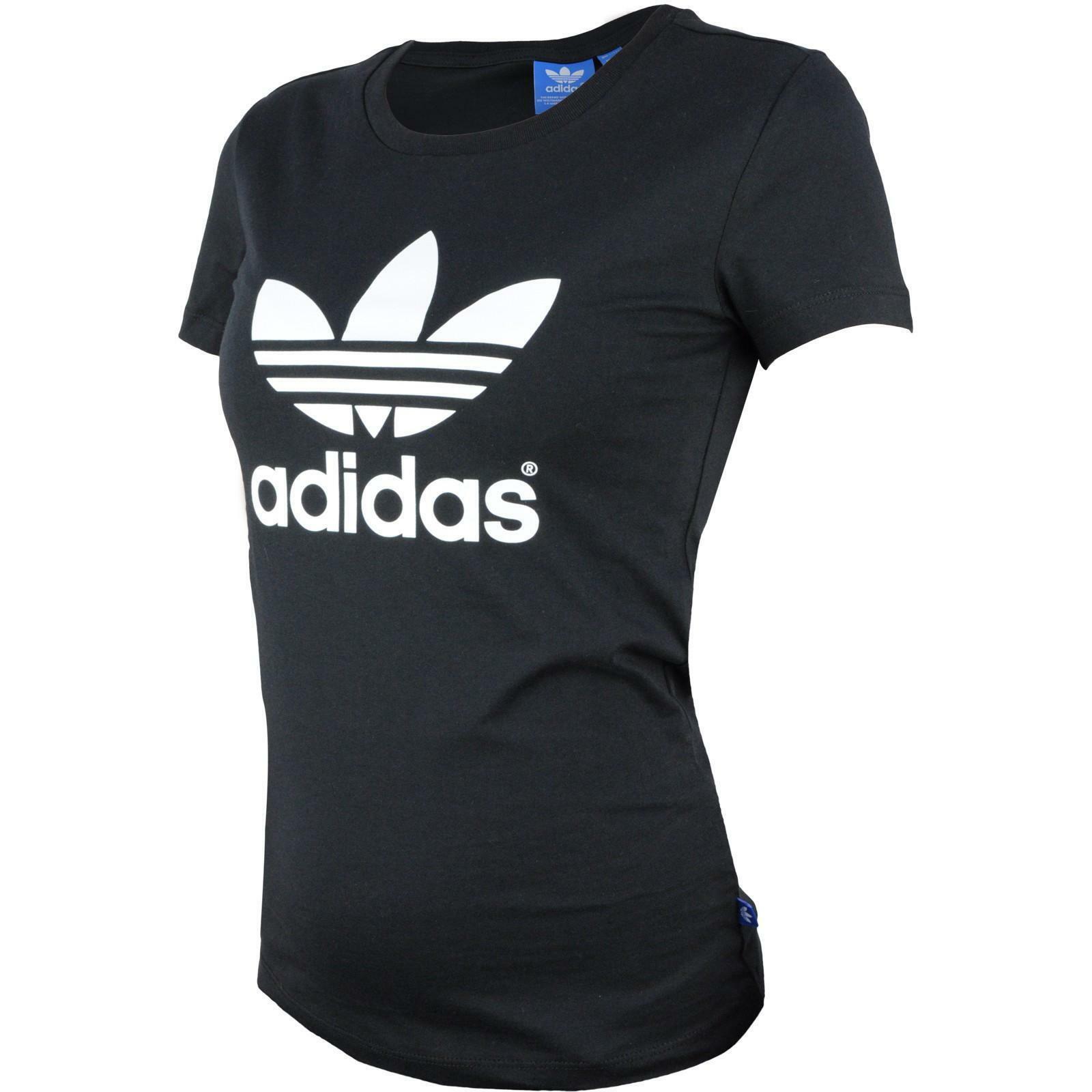 adidas adidas trefoil t-shirt donna nera 100% cotone aj8084