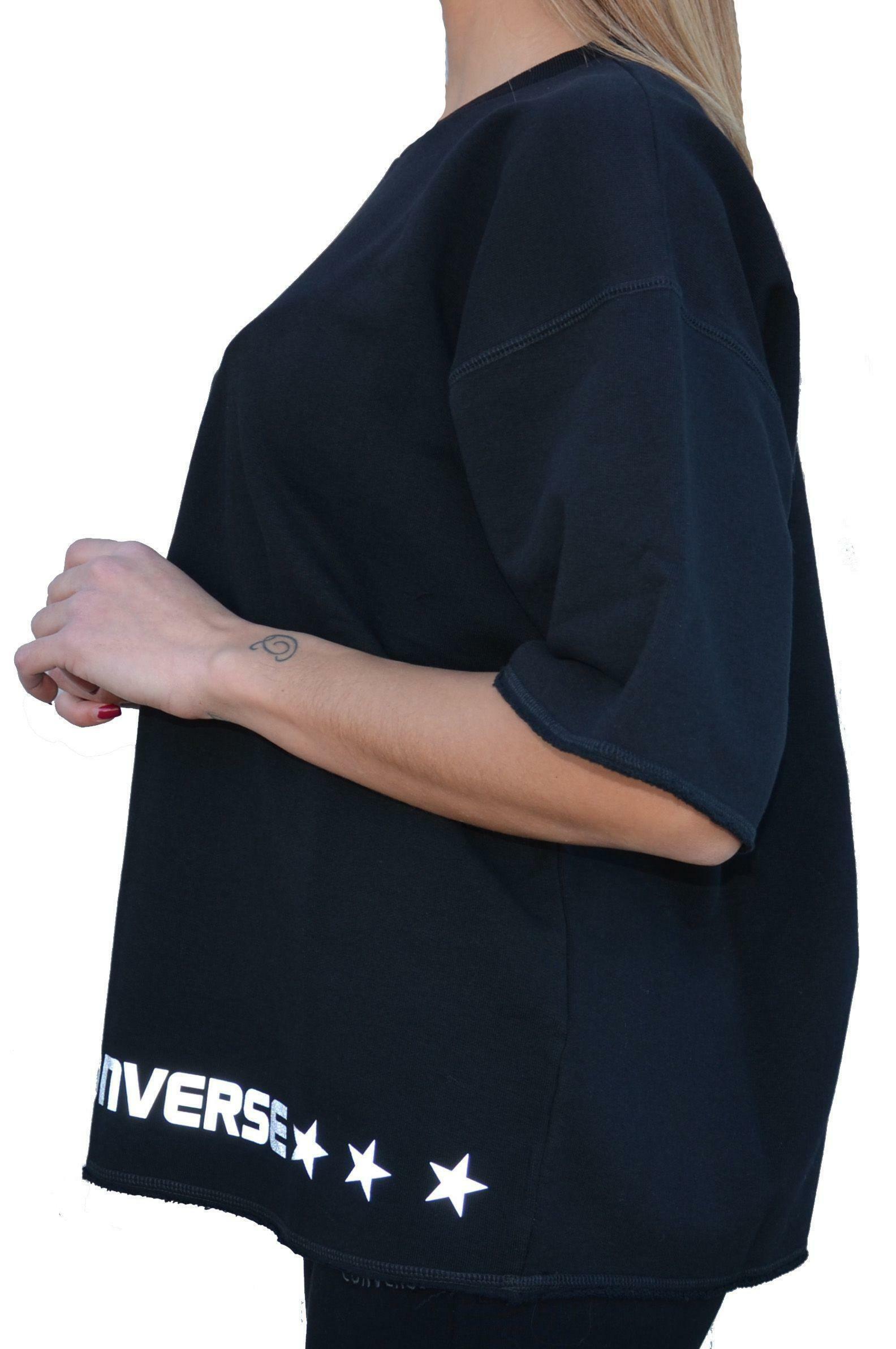converse converse crew ctlogo t-shirt donna cotone garzato nera