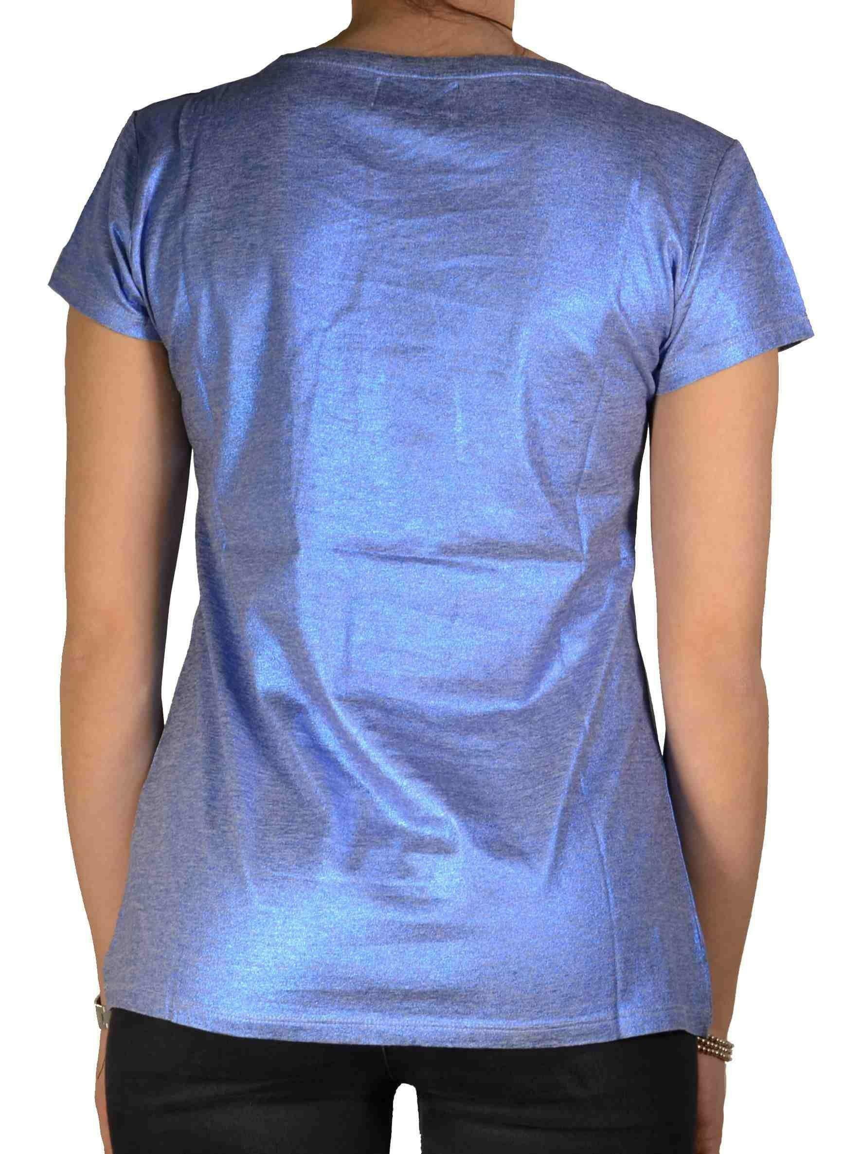 converse converse ss ct metallic t-shirt donna blu