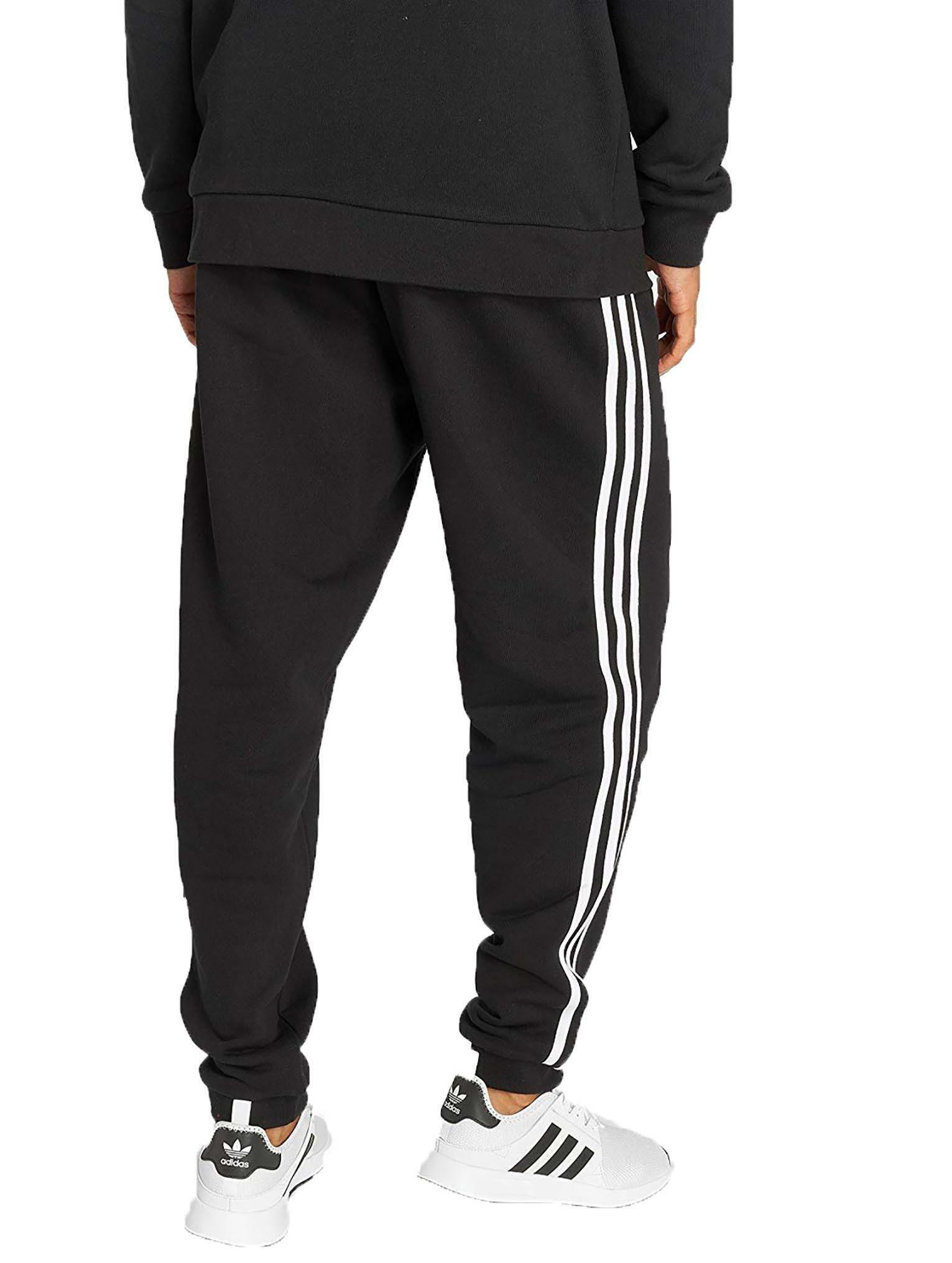 Adidas 3 stripes pantaloni cotone garzato uomo nero dh5801