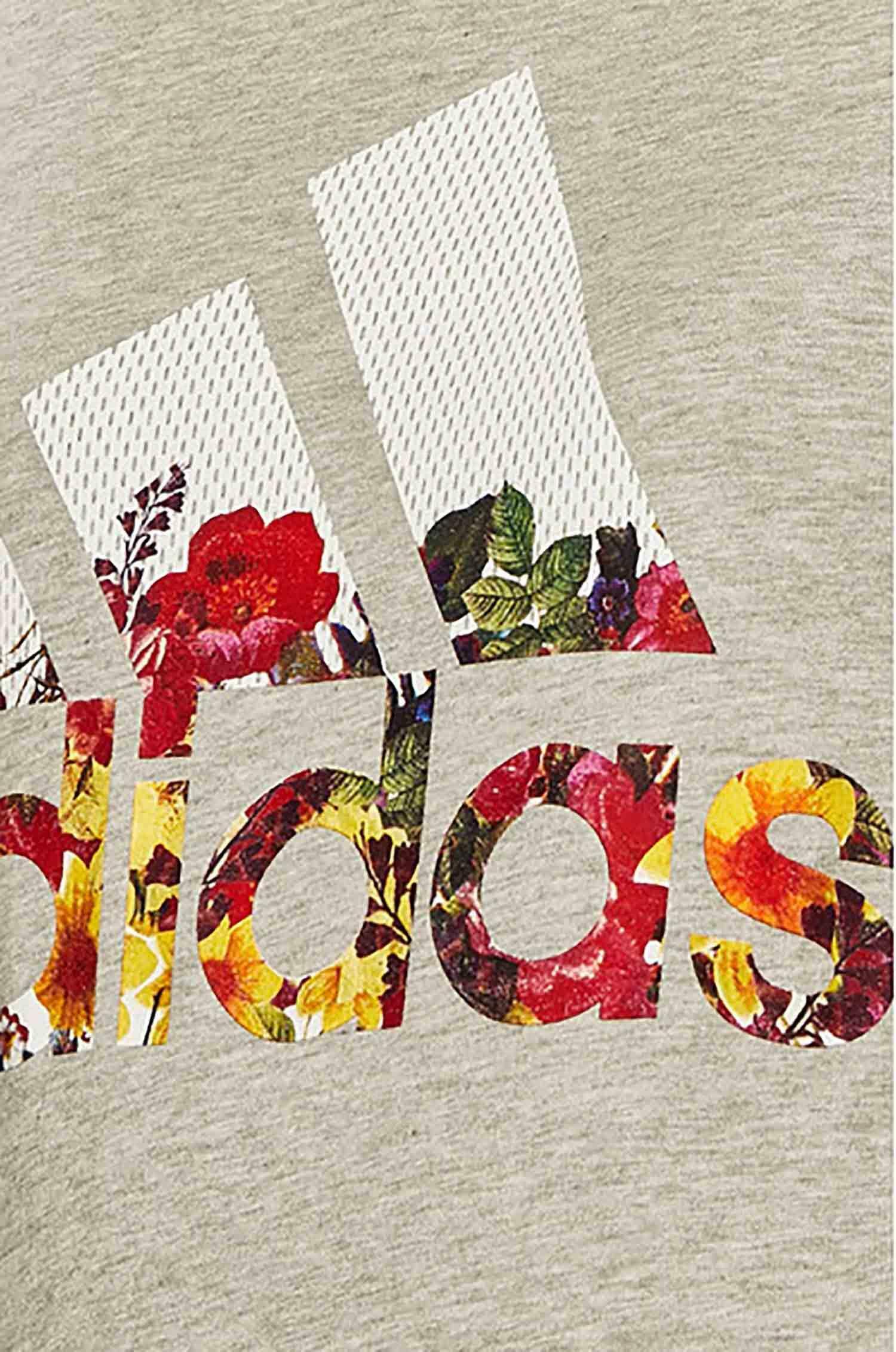 adidas adidas bos flower tee t-shirt donna grigia dv2996