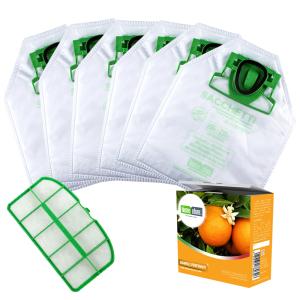 Sacchetti folletto vk 200 - 220s 6 pz + granuli fiori di arancio+ filtri compatibili