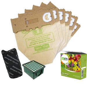 Kit sacchetti folletto vk 130 - 131 6 pz + granuli fiori di campo+ filtri compatibili