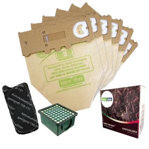 Kit sacchetti folletto vk 130 - 131 6 pz + granuli coccolosa + filtri compatibili