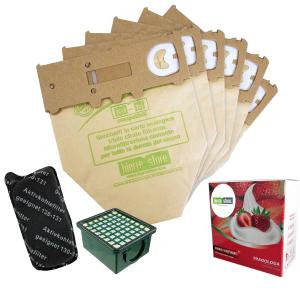 Kit sacchetti folletto vk 130 - 131 6 pz + granuli fragolosa + filtri compatibili