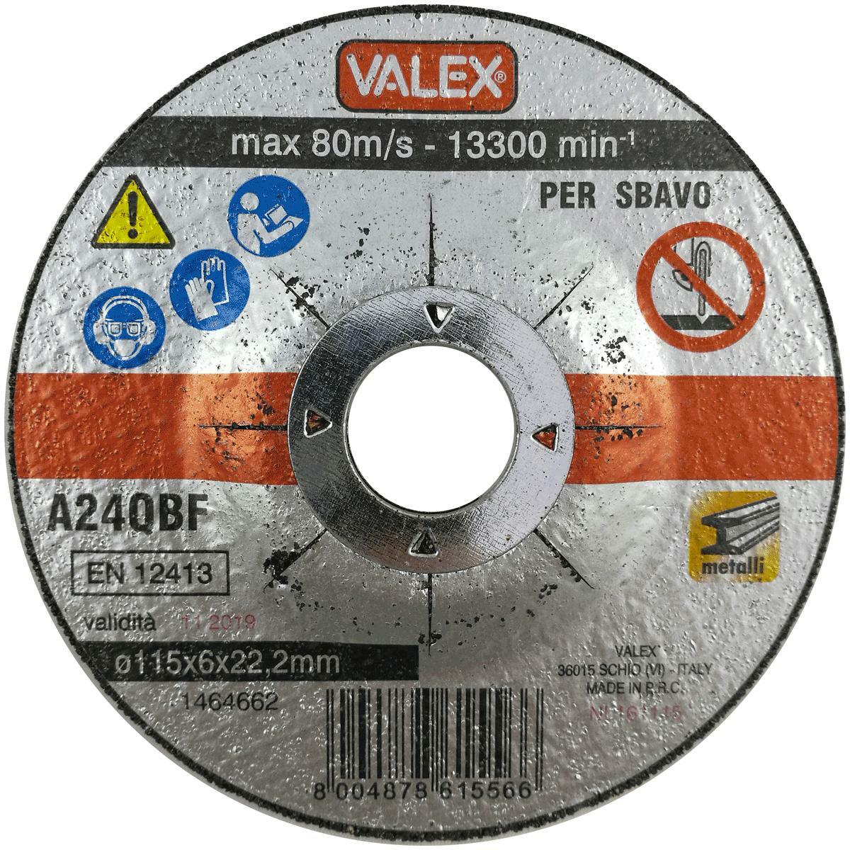 valex disco sgrosso sbavatura metalli 115mm 6mm set 6pz